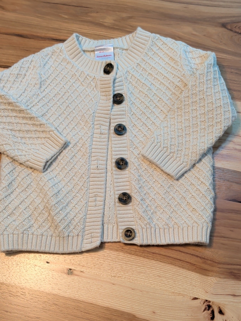 Baby Knit Button-Front Cardigan Jacket in Cream